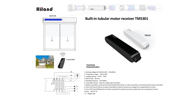 Built-in type tubular motor receiver 